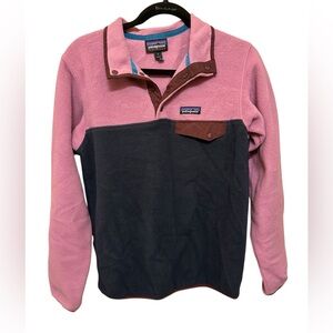 Patagonia Pink and Dark Gray Fleece Pullover size S